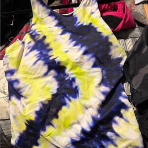Athleta Blue and Yellow Tie-Dye Tank